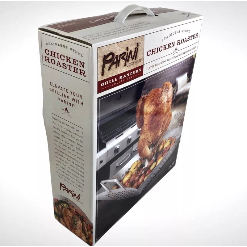 Parini Grill Master Stainless Steel Chicken Roaster Grill Basket!