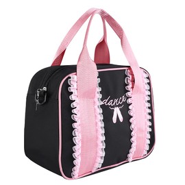 Dilwe Ballet Dance Bag, Cute Girls Ballet Bag, Ballet Shoulder Bag, Kids Handbag, Single Shoulder Sports Bag with Zipper (Black)