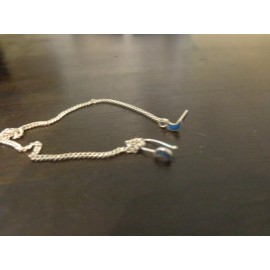 Unbranded STERLING SILVER  925 TINY  PIERCING STUD CHAIN EARRINGS BLUE MOON