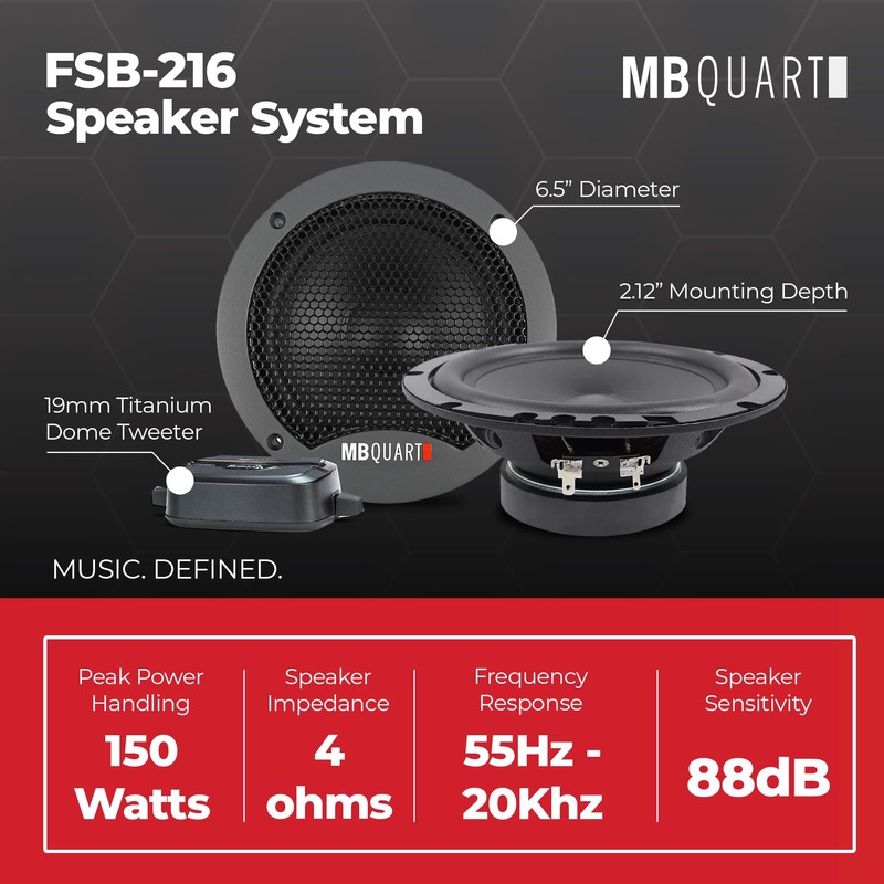 MB Quart FSB216 Formula Component Speaker System (Black, Pair) –