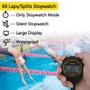 FCXJTU Digital Waterproof Stopwatch, 60 Rounds Split Memory Stopwatch, No