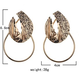 Doubnine Hoop Large Hammered Earrings Metal Gold Statement Wedding Women Party Gift Accessories (gold)
