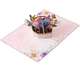 3D Paper Flowers Pop Up Cards, Fresh Cut Paper Flower Pop-up Bouquet Greeting Cards, Flower Basket Pop Up Card, Mother's Day, Christmas, Anniversary, Valentine, Graduation, Birthday Cards for Women.