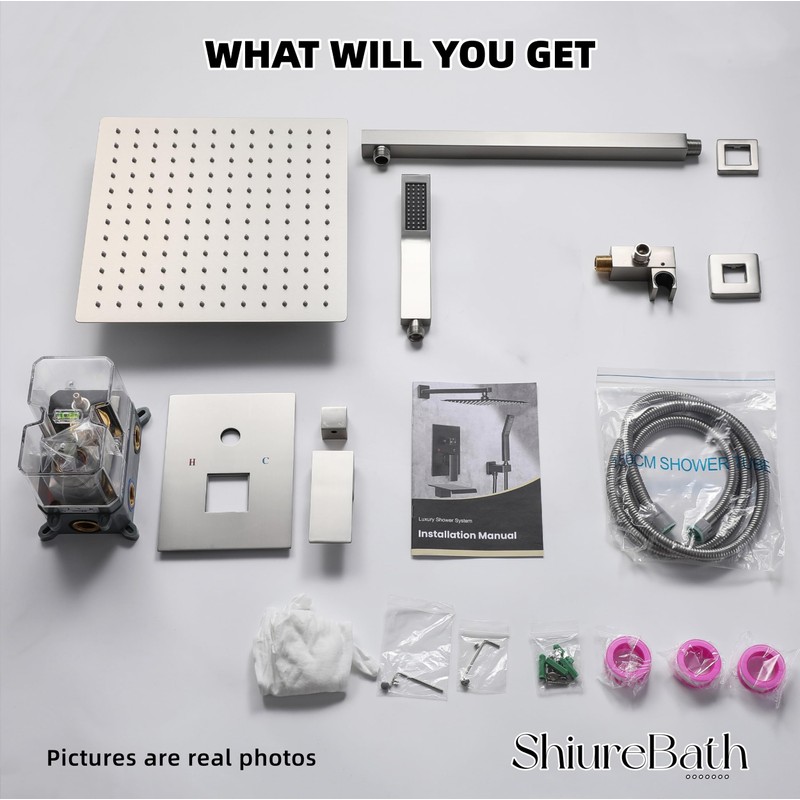ShiureBath 10 Inch Shower Faucet Set, Rainfall Shower System with