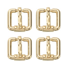 SUIKIHUM 4 Pack Roller Belt Buckle, 0.6 Inch Single Prong Belt Buckle, Roller Pin Buckle Zinc Alloy for Belt Bag Keychain, Gold