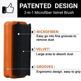 4in1 Vinyl Record Cleaner Kit, Vinyl Records Cleaning Kit for Records Albums, Includes 2in1 Velvet & Microfiber Brush, XL Cleaning Liquid, Duster & Turntable Stylus Brush