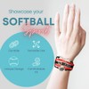 Softball Charm Bracelet (Black/Red) Bracelets, Adjustable Bracelet with Softball Charm.