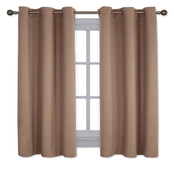 NICETOWN Window Treatment Thermal Insulated Solid Grommet Blackout Curtains/Drapes for Bedroom (Set of 2 Panels, 42 by 63 Inch, Cappuccino)