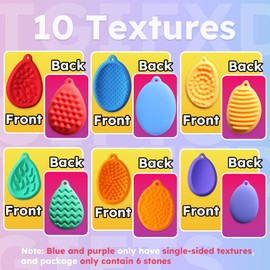 TGIFXD 6 Bright Colors Sensory Worry Stones for Kids, 10 Textures Silicone Sensory Fidget Stones, Quiet Classroom Fidget Toys for Relieve Stress, Calming Corner Items Kids for Silent Classroom Toys