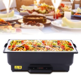 CNCEST 9L Electric Chafing Dish, Buffet Heater with Cover, Stainless Steel Electric Hot Pot 9qt Dining Buffet Warm Tray Hotel Buffet 500w Adjustable Temperature Electric Hot Pot
