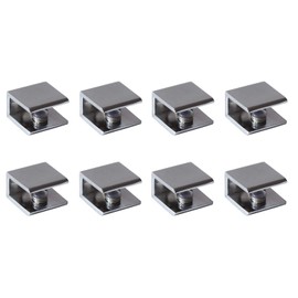 Glass Shelf Brackets Shelf Clips Metal Clamps Chrome Square Shape Wall Mounted Adjustable 6-10mm for Acrylic Wood (Set of 8)