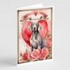Caroline's Treasures DAC4588GCA7P Weimaraner Valentine Roses Greeting Cards Pack of