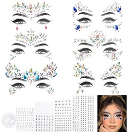 Face Gems Sparking Self Adhesive Face Jewels Rhinestone Stickers for Women Festival Accessories Makeup Glitter Hair Eye Body Crystal Sticker