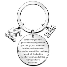 QMVMV 2024 Graduation Inspirational Keyring for Her Him Class of 2024 Student Graduation Gifts University College middle high School Graduate Souvenir for Senior Students