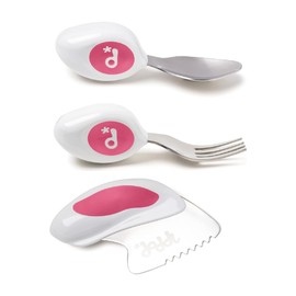 doddl Toddler Utensils, Ergonomic Fork Spoon and Knife Set for Self Feeding, Stainless Steel Silverware for 1-3 Year Olds, BPA Free, Dishwasher Safe (Magenta)