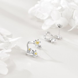 POPLYKE Lily Earrings For Women Sterling Silver Lily Clip On Earrings Lily Flower Jewelry Gift for Girls (Lily)