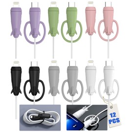 12 PCS Protector Cable Cargador de Silicona, Funda Protectora Antirrotura para Cable de Teléfono Móvil, Adecuado para Cables con Extremos Pequeños en Ambos Extremos, Como Cable Doble Tipo C