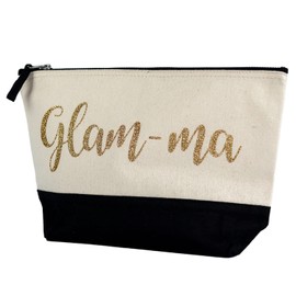 Stickerscape Glam-ma Wash Bag (Black - Regular) Gift for Grandma Make Up Wash Bag Christmas Nana or Nan Grandma Nana Nan Hand Finished and Made in The UK