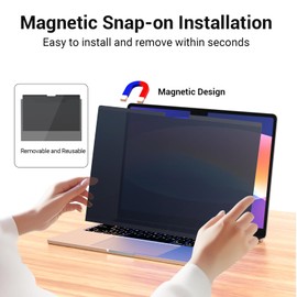 Strong Magnetic Privacy Screen with Camera Cover Screen Protector Compatible with Macbook Air 13.6inch/13inch(2022-2025 M2/M3/M4), Removable Laptop Shield A2681 A3113 A3240 Anti Glare Anti Blue Light