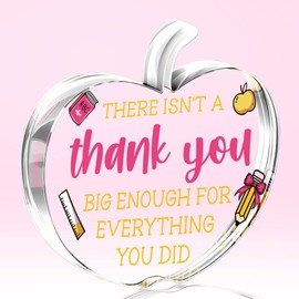 Funny Teacher Appreciation Gifts Thank you Gifts for women Retirement Birthday Gift for Teacher Coworker Happy Teachers Day Gift for Women Men Apple Acrylic Sign 4 x 4 inches