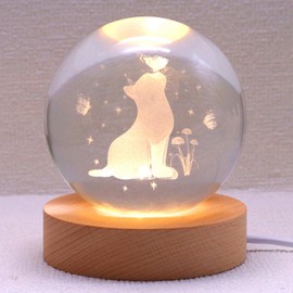 Cat Lover Gifts for Women, 80mm Cat Figurine Crystal Ball Lamp with Wooden Base, Cat Gifts for Cat Lovers, Gifts for cat Lovers, Birthday Christmas Mothers Day Cat Gifts for Women Cat Lovers