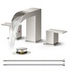 FORIOUS Bathroom Faucets 3 Hole Brushed Nickel, Waterfall 8 Inch