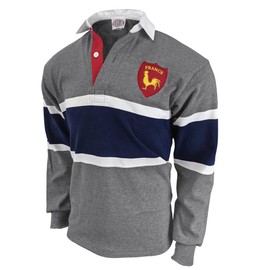 France Oxford Stripe Rugby Jersey (US, Alpha, X-Large, Regular, Regular)