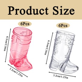 SKJAXF 12pcs Cowboy Shot Glasses, Shot Glasses Funny, Cowboy Boot Shot Glasses, Plastic Shot Glasses, Shot Glasses Plastic for Cowboy Bachelorette Theme Party Supplies Wedding Decorations