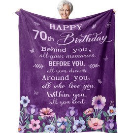 Jepufo 70th Birthday Gifts for Women Blanket, 70th Birthday Gifts Ideas, Happy 70th Birthday Gifts for Women, Best 70 Year Old Birthday Gifts for Women, 70th Birthday Decorations Blanket 50"X60"