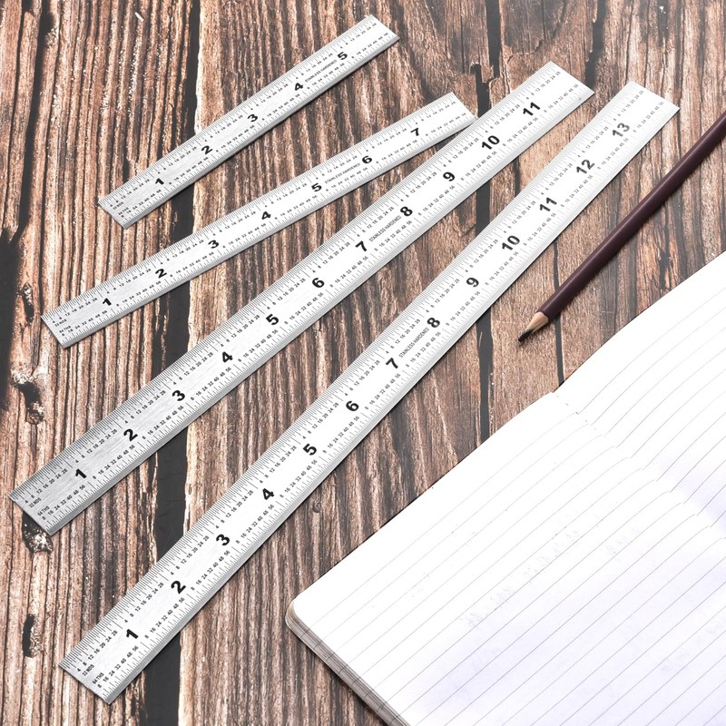 Machinist Ruler,6, 8, 12, 14-inch Stainless Steel Ruler,Metal Rulers Pack