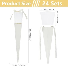 DICOSMETIC 24Pcs Single Rose Sleeves Snow Flower Bags Floral Wrapping Bags Triangle Paper Bouquet Bags Florist Packaging Supplies DIY Flower Gift for Flower Shop Bouquets Packaging