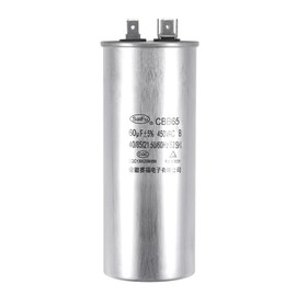 sourcing map Operating Capacitor CBB65 60uF 60mfd 450V AC 40/85/21 Aluminium Housing with Clamp for Motor Heat Pump Condenser