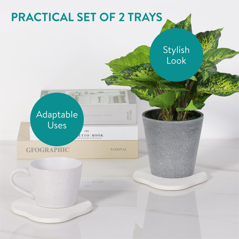 Navaris Diatomaceous Earth Tray Small Set - Trays for Kitchen