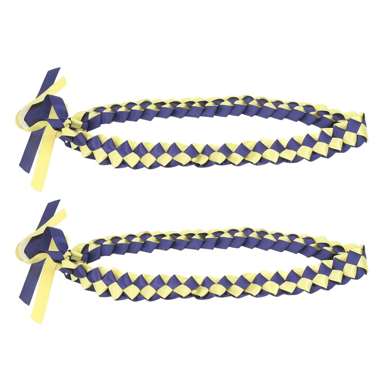 2Pcs Ribbon Leis Double Braided Necklace Graduation Congrats Accessory for