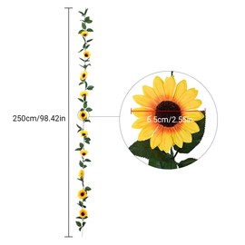 AIMALL 4 PCS Imitation Sunflower Rattan Vine 98.42in Silk Cloth Flower Garland for Garden and Loft Décor