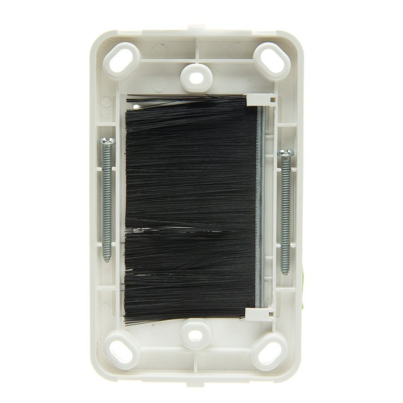 Brush Style Cable Pass-Through Wall Plate Insert with half-moon cover,