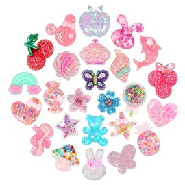 25Pcs Cute Bling Shoe Charms for Girls, Kawaii Colorful Packs for Shoe Accessories Decoration Charm, Beautiful Accessory Clog Sandal Slipper Shoe Charms, Adults Teens Kids Birthday Party Gift