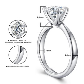 Atylyk Moissanite Engagement Ring Wedding Promise Platinum PlatedSterling Silver Solitaire Rings for Women