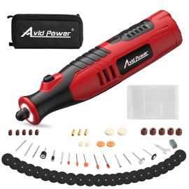 AVID POWER Cordless Rotary Tool 2.0 Ah 8V Rechargeable Rotary Tool, 4 Front LED Lights, 5 Speeds, 60 Pcs Rotary Accessories with Bag for Carving, Engraving, Sanding, Polishing and Cutting - Red