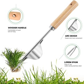 Manual Weeder Stainless Steel, Manual Weeder with Wooden Handle, Weeder Tools for Pulling, Hand Weeder for Garden, Manual Weeder for Digging, Weeding, Gift for Gardeners Gardeners