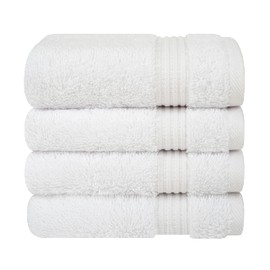 Cotton Paradise 100% Cotton Turkish Washcloth Set for Bathroom, 4 Piece Soft Absorbent Small Hand Face Towels Wash Rags, White