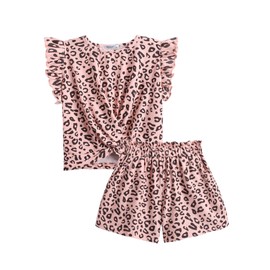 Arshiner Toddler Girls Summer Outfit Cotton Twist Knot Front Top and Shorts Clothing Set