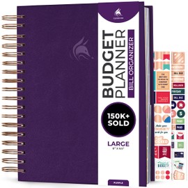 Clever Fox Budget Planner & Monthly Bill Organizer with Pockets. Expense Tracker, Budgeting Journal & Financial Book. Large, 8x9.5" (Purple)