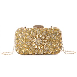 EVEOUT Rhinestone Evening Bag Clutch for Women Crystal Wedding Handbag Shoulder Bag for Party Prom, gold