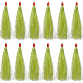 Fishing Bucktail Teasers, 12pcs Saltwater Fishing Lures Flounder Rig Bucktail Teaser for Cod Flounder Seabass Fishing Teasers Plugs 3 Colors