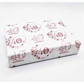 2 Sheets 40th Wedding Anniversary Wrapping Paper Elegant Floral Design Ruby Wedding Anniversary Giftwrap (PA)