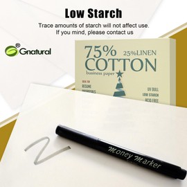 75% Cotton 25% Linen Business Paper, Ivory 85gsm 8.5"W x 11"L Resume Paper, Won't Get Wet Printing Paper 100/Box with Low Starch
