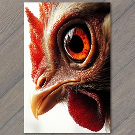 PaperMadDogScar POSTCARD Chicken Close-Up Stunning Poultry Human Eye Detail Weird Strange Creepy