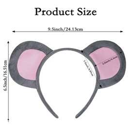 Tihebax 2Pcs Mouse Ears Headband Gray Mouse Ears Rat Ears Headbands for Adult Women Girls Fuzzy Mouse Ears
