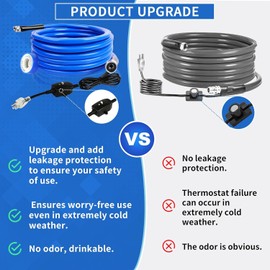 XPORTION 25FT(10-50FT) Heated Drinking Water Hose, -50°F-46°C Heated Water Hose for RV with Leakage Protection for 5/8" Inner, Self-Regulating Hose Water Heater with 3/4" NH Fittings for RV & Garden